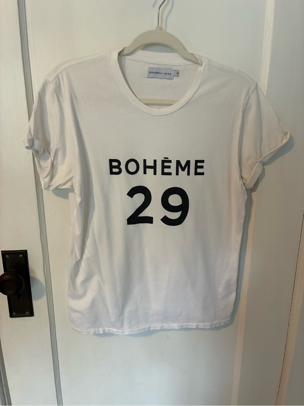 Sincerely Jules White BOHÈME 29 Graphic Tee with Black Print